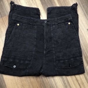 By Anthropologie Cargo Pants Baggy Straight Leg Cropped Burnout Emboss Womens 14